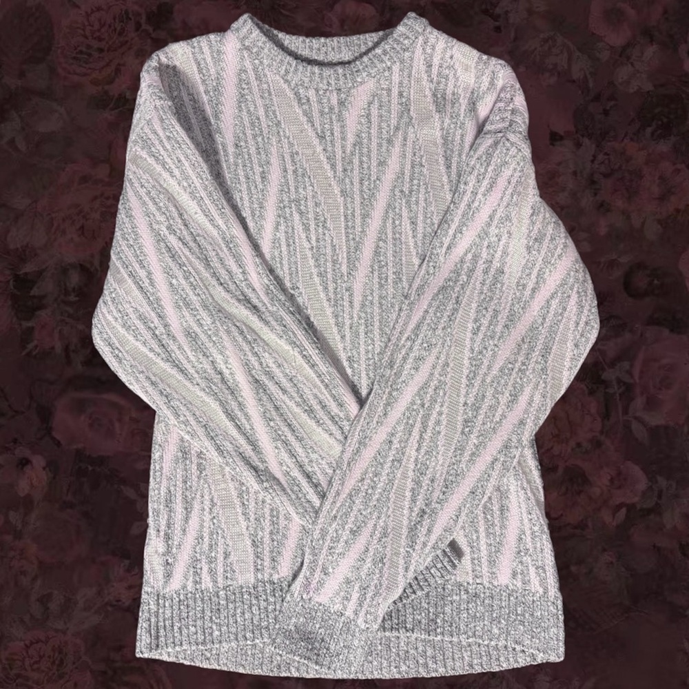 Chunky Vintage Gray and Pink Women's Sweater